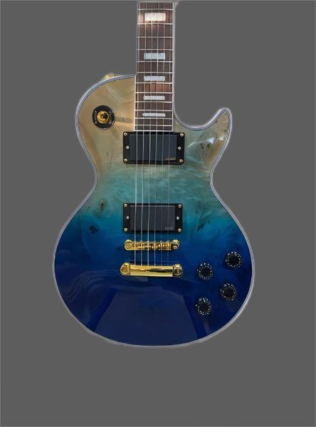 

custom electric guitar burn maple-sea blue sunrise gold hardware ing