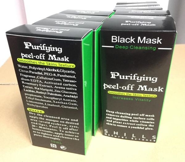 

300pcs shills deep cleansing black mask pore cleaner 50ml purifying peeloff mask blackhead facial mask with plastic sealed box sp6396683