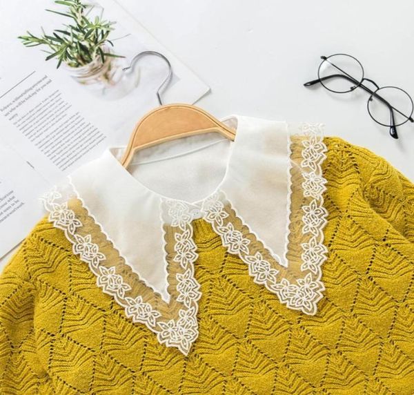 

ladies large pointed lapel false fake collar embroidery sheer floral lace splicing women detachable decorative half shirt blouse6127993, Blue;purple