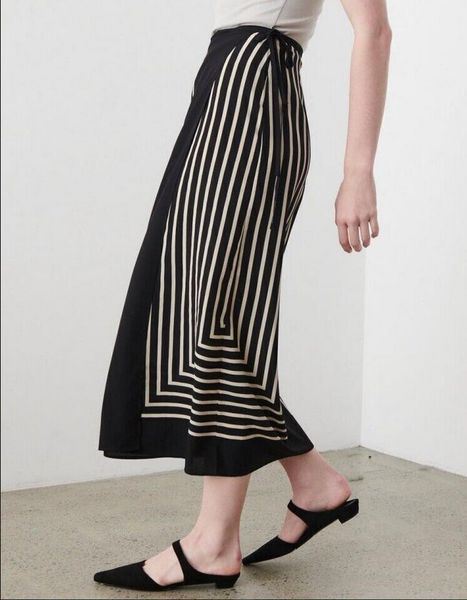 

toteme striped monogram silk jacquard wrap midi skirt, Black;gray