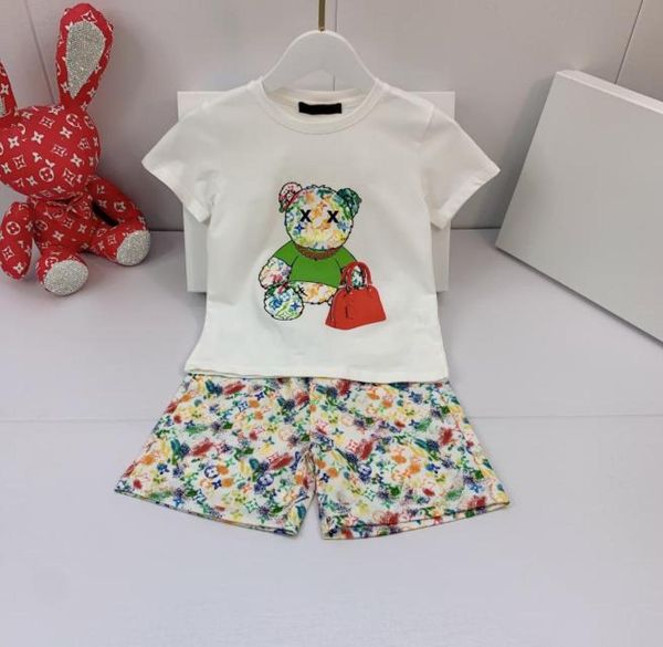 

designer kids short sleeve tshirt shorts tie dyeing sets childrens suit brand girls clothing cotton size 110160 classic graffi2186845, White