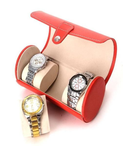 

brand new pu cortex 3 position round watch box hand chain box jewelry counter display boxs1539357, Black;blue