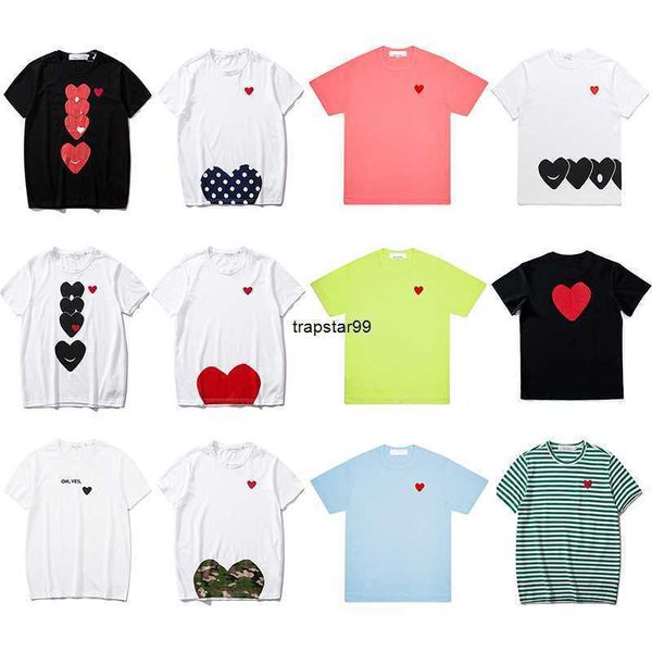 

play fashion mens t shirts designer red heart t shirt casual tshirt cotton embroidery short sleeve summer t-shirt, White;black
