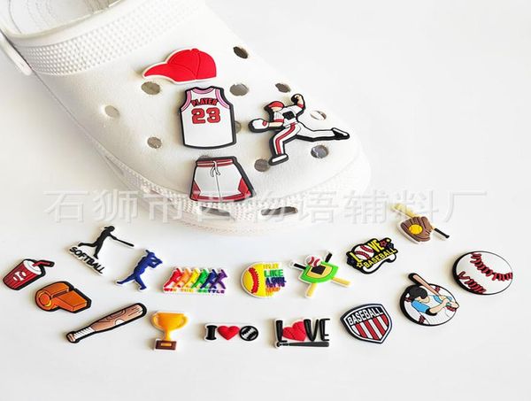 

anime charms whole childhood memories baseball sports funny gift cartoon croc charms shoe accessories pvc decoration buckle so6374045, Blue