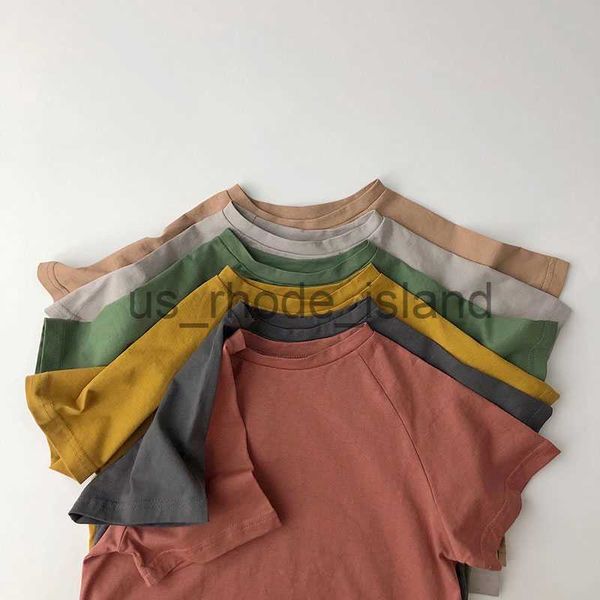 

t-shirts kids summer tees solid color t-shirts for boys girls casual korea style simple design short sleeve children cotton vest x0628, Blue