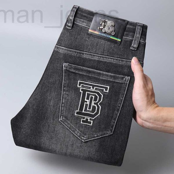 

men's jeans designer high end embroidered european jeans autumn and winter thickened leggings youth popular long pants sdsl, Blue
