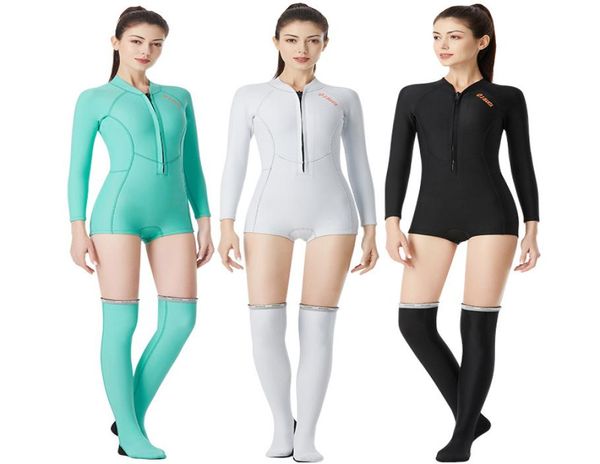 

15mm long sleeve diving wetsuit women neoprene one piece wetsuit snorkeling surfing diving suit lengthy socks8296390