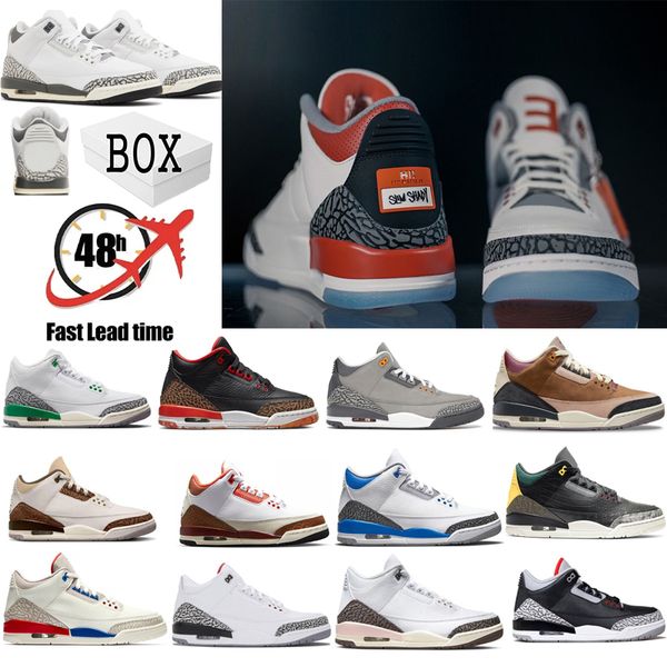 

with box 3 basketball shoes men women 3s sneakers cement reimagined wizards dark iris cardinal fire red unc lucky pine green racer blue mens