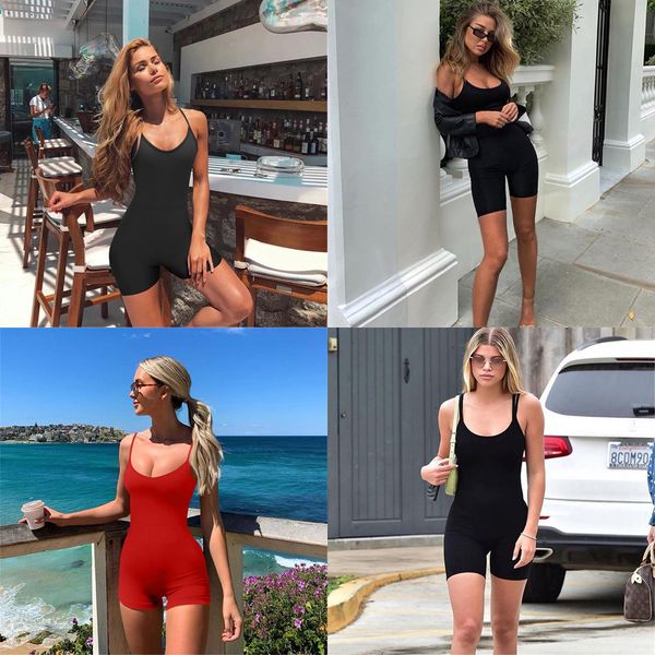 

2023 designer womens tracksuits casual streetwear sling romper summer y2k bodycon playsuit solid womens clothing sleeveless wholesale bulk c, Black;white