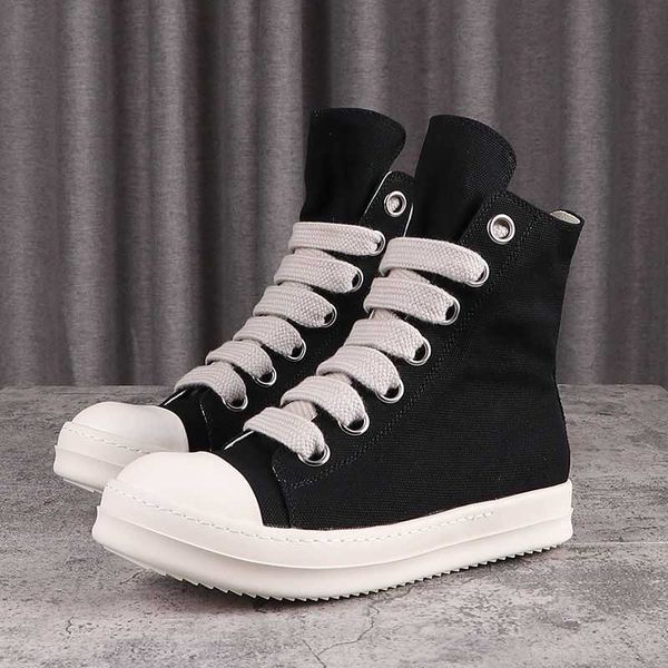 

rick ro shoes male spring/summer new big thick shoe holes high canvas milk fragrance thick sole thick shoe laces female rokk