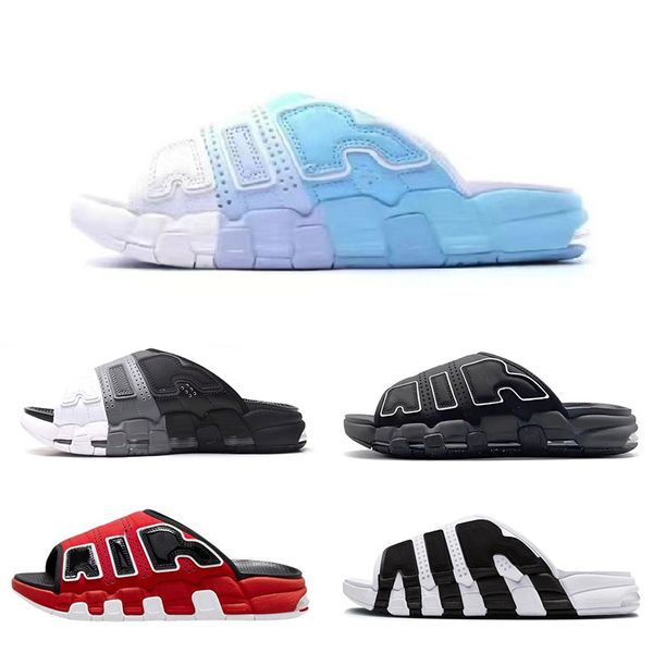 

more uptempos slides designer mens womens sandals black white red grey sport slide platform slipper