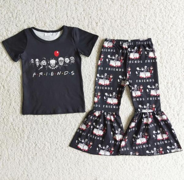 

halloween kids designer clothes girl sets boutique baby girls clothing bell bottom pants kid fall outfits fashion friends wholesal3479252, White