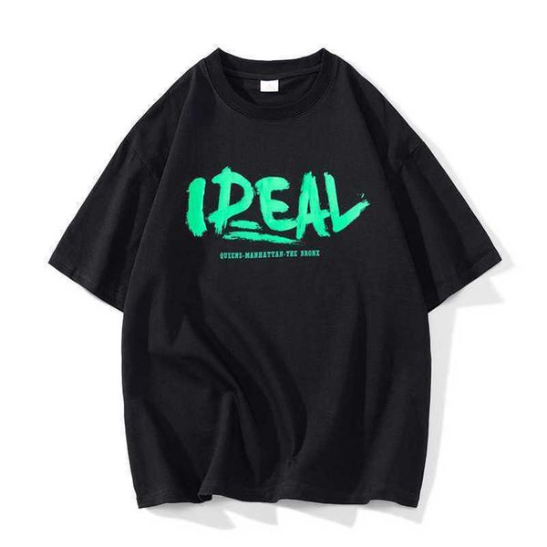 

hip hop fashion brand t-shirt high street men's pure cotton short sleeve oversize short sleeve t-shirt men's summer wear, White;black