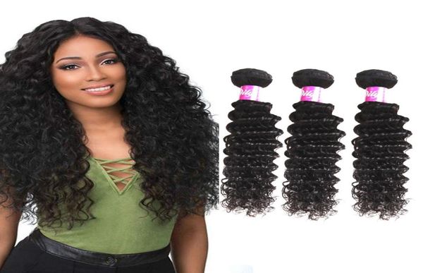 

peruvian virgin hair 3 bundles deep wave curly human hair peruvian deep wave 95100gpiece natural color1973106, Black
