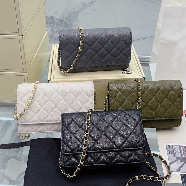 

cc bag wallet on chain women designer bags ladies bag card holder chain wallet fashion quilted shoulder bag 20cm gold caviar genuine leather
