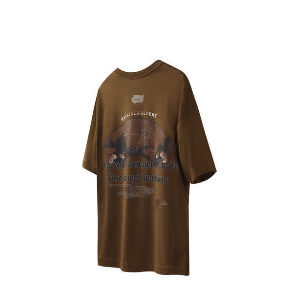 

men's inf wear | chinese culture chinese text printing t-shirt 2023 summer fashion brand loose men's short sleeve stussysi nva1, White;black