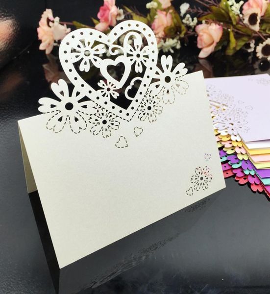 

laser cut place cards party table decorations with hearts flowers paper carving name lables for weddings pc355702447