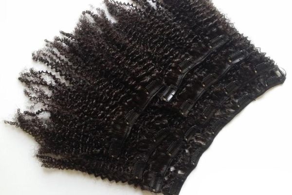 

8 piecesset clip in human hair extensions brazilian remy hair 100 gram 4b 4c afro kinky curly clip in human hair extensions7904039, Black;brown