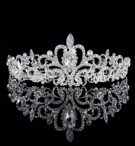 

in stock shining beaded crystals wedding crowns 2015 bridal crystal veil tiara crown headband hair accessories party wedding tiara1949816, Silver