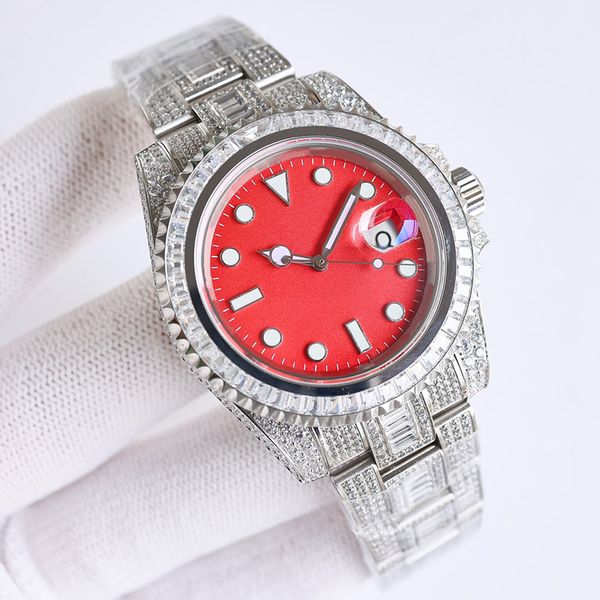

diamond watch automatic mechanical movement men wristwatch diamond watches 40mm stainless steel 904l waterproof bracelet designer wristband, Slivery;brown
