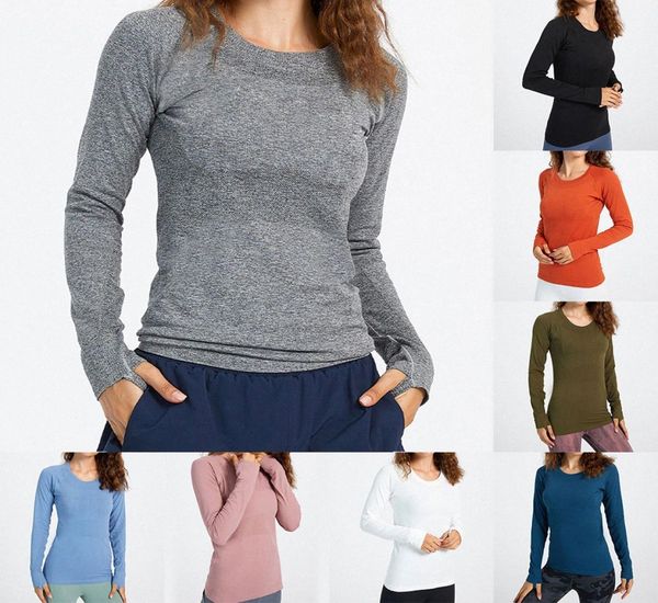 

yoga ladies sports t shirts long sleeve outfit tshirts wicking knit high elastic fitness workout fashion tees2240991