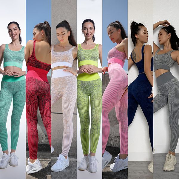 

yoga snake pattern peach hip yoga clothes ladies sports bra yoga pants seamless suit
