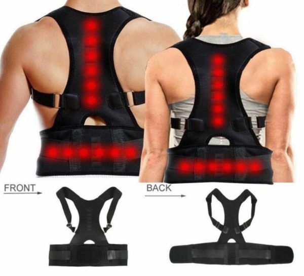 

magnetic posture corrector support back shoulder brace belt adjustable back brace lumbar shoulder support belts for men women1919988, Black;blue