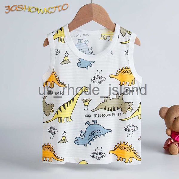 

t-shirts children summer sleeveless vest cartoon breathable cotton clothes for boys girls kids tee t-shirt clothing90-150cm new x0628, Blue