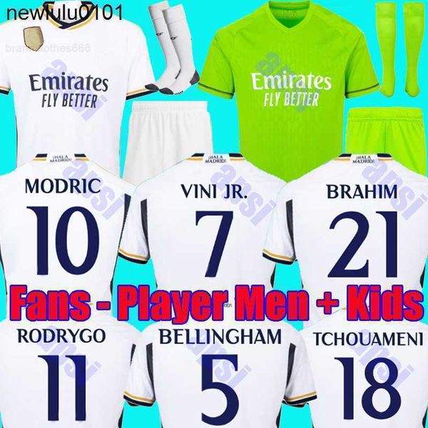 

s 4xl 23 24 fans player version soccer jerseys benzema rodrgo bellingham 2023 2024 vini jr football shirt camiseta de futbol men kids women, White;black