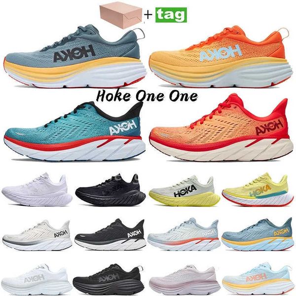 

hoka sneakers bondi 8 running outdoor shoes hokas one black white sports carbon x2 clifton 8 shock absorption amber sneakers men women train