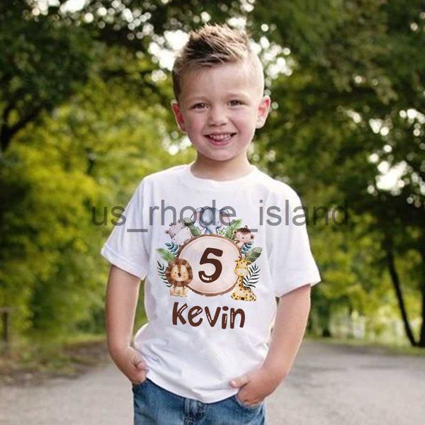 

t-shirts personalized birthday shirt 1-9 year t-shirt wild tee boys birthday party t shirt wild animal with name clothes kids gifts x0628, Blue
