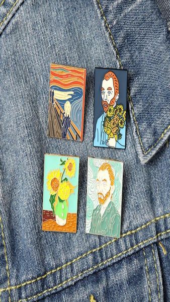 

cartoon celebrity oil painting portrait enamel pin van gogh brooch backpack clothes lapel pin animal jewelry gift for friends2907680, Blue