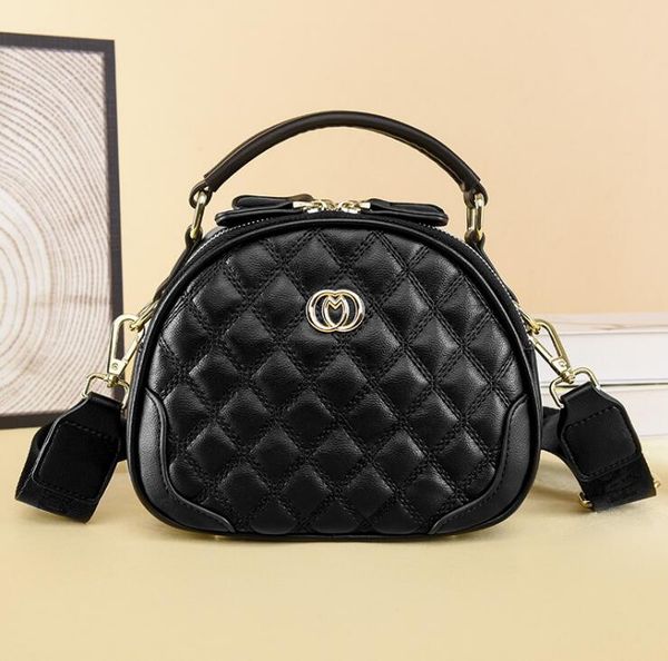

women's bag new handbag large capacity black diamond checker shoulder bag wide shoulder strap simple diagonal straddle bag