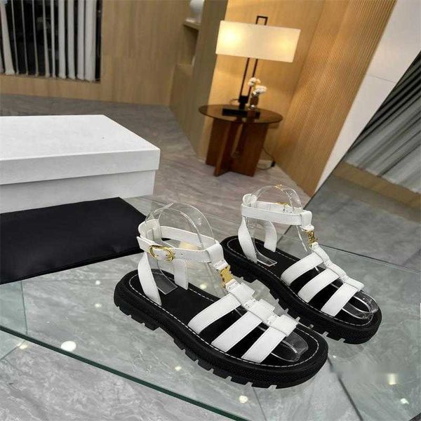 

designer chunky sandals designer sandal women leather fishman adjustable buckle strap slides slippers, Black