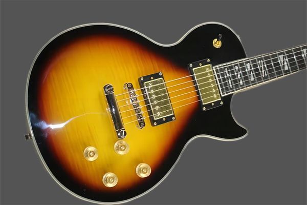 

lp electric guitar vintage sunburst mahogany body rosewood fingerboard tiger maple chrome hardware guitars