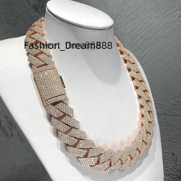 

24mm width 4 row hop hip jewelry iced out moissanite diamonds cuban link chain, Silver