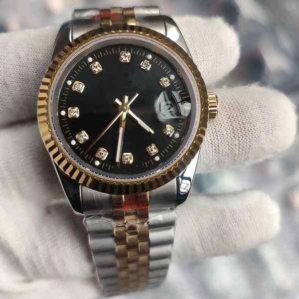 

women's watches all stainless steel watches 31mm black dial automatic mechanical movement watches casual business clock orologi di luss, Slivery;brown