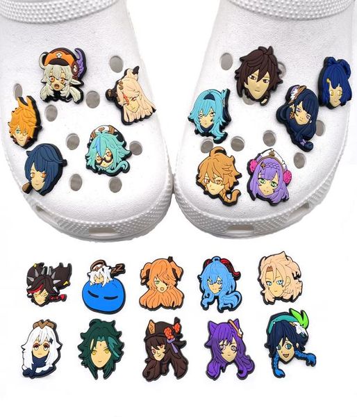 

whole japanese anime cartoon croc shoe charms parts accessories buckle clog buttons pins wristband bracelet decoration kids te2503942, Blue