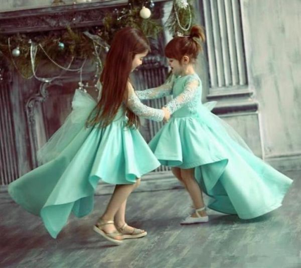 

shinning girl039s pageant dresses 2021 sheer neck beaded crystal satin mint green flower girl gowns formal party dress for teen6327029, White;blue