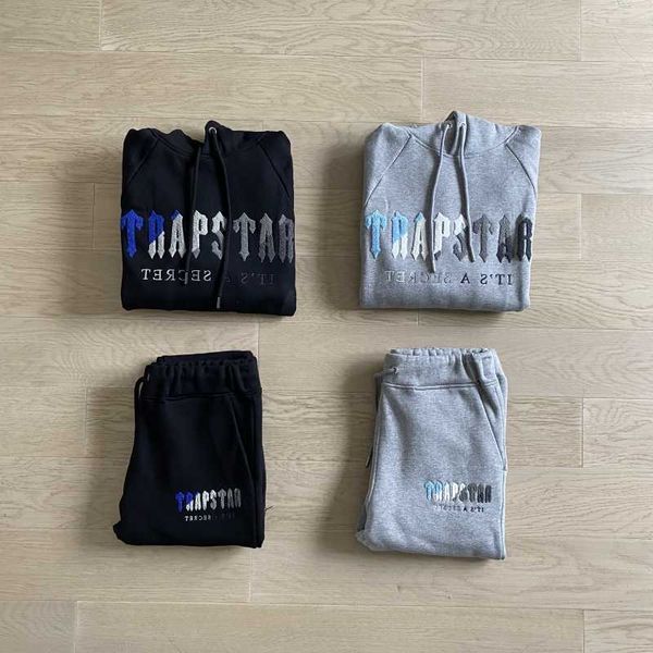 

trapstar gradient towel embroidery sports jogger set men women cotton plush fall winter hoodie sweatshirt, Black;brown