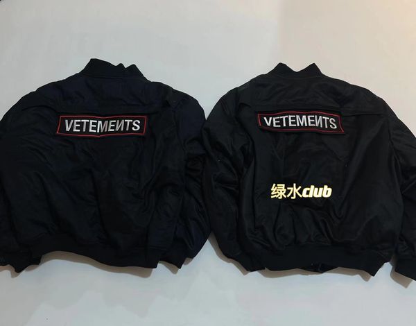 

men's jackets high street original vetements men washed denim jackets oversized vtm jackets fashionable bomber patched tags coat, Black;brown