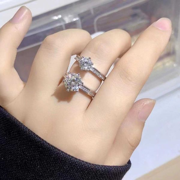 

original designer belgium high purity colorful moissanite light luxury carti queen wedding diamond ring silver plated fashion girl