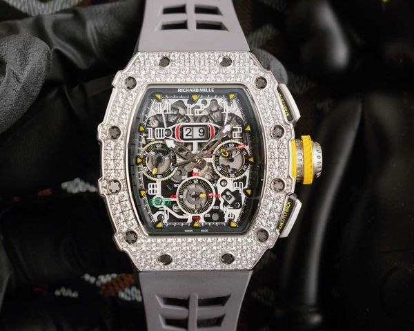 

fantastic diamond r i c h a r d luxury super style male wrist watches rm11 rm11-03 qxys designer high-end quality bust down bezel uhr for me, Slivery;brown