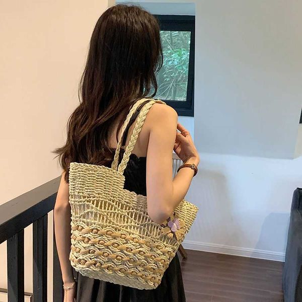 

woven large bag women's new summer popular tote bag large capacity shoulder bag niche straw woven bag
