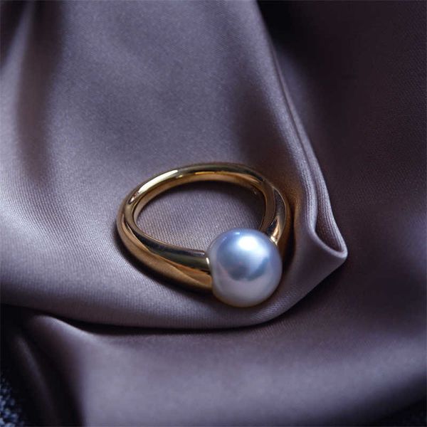 

high-quality cruel and beautiful medieval heavy industry solid inlaid carti antique jewelry same style pearl ring 18k gold australian white, Golden;silver