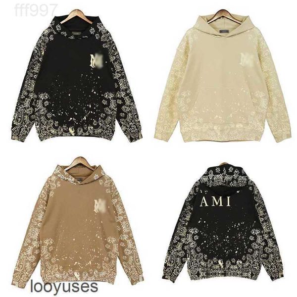 

winter mens autumn amirs sweater hoodies 2023 designer amirs cashew print fried street casual loose stars hooded men's women's sam, Black