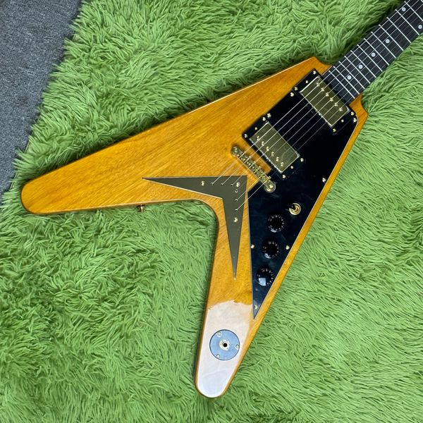 

transparent yellow flying v electric guitar quality guarantee fast ship
