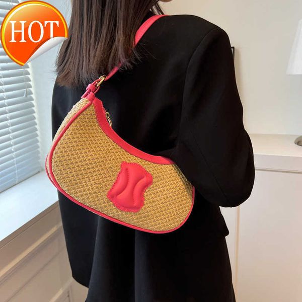 

designer bags arc de triomphe new summer straw woven women's armpit pu splicing hand foreign style shoulder batch factory direct sale p