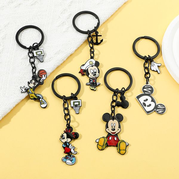 

anime duck mouse friends drip oil metal ball bell keychain key ring accesssory, Blue