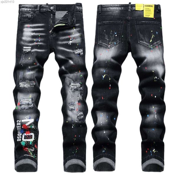 

jeans stree dsquare luxury designer jeans d2 jeans dsquare embroidery pants fashion holes trousers clothing dsq1347# size 30-38 x8up, Blue